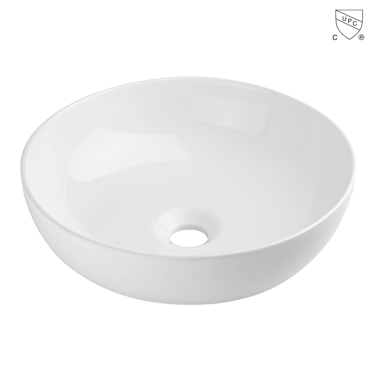 Meilong 40cm/15inches cupc round shape glossy white art basin, ceramic porcelain vessel sink